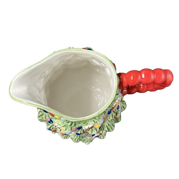 Christopher Radko Ceramic Christmas Tree Pitcher Red Handle Candy Canes Ornament - Picture 5 of 7